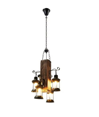 Lampadario legno vintage 4 - in,